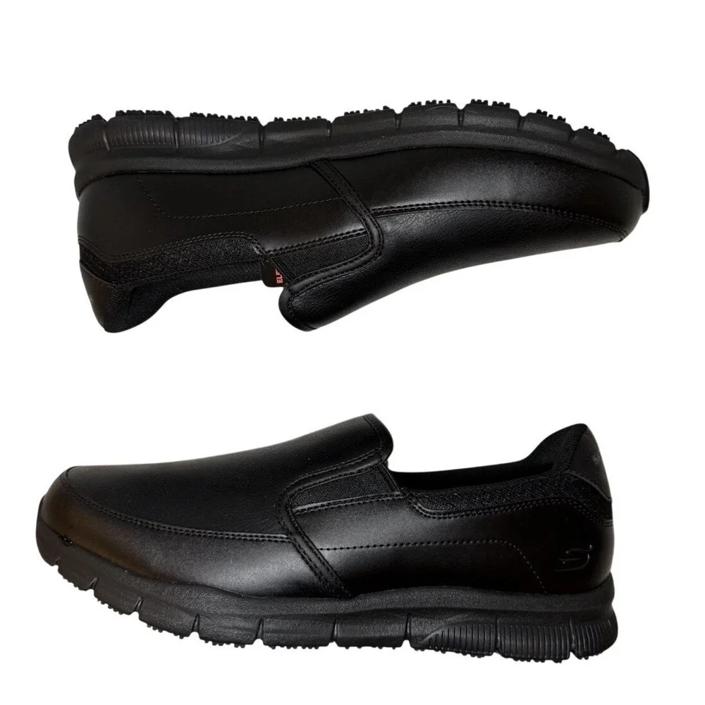 SKECHERS Men's Relaxed Fit Nampa Groton SR Slip Resistant Work Shoe Black Sz 11